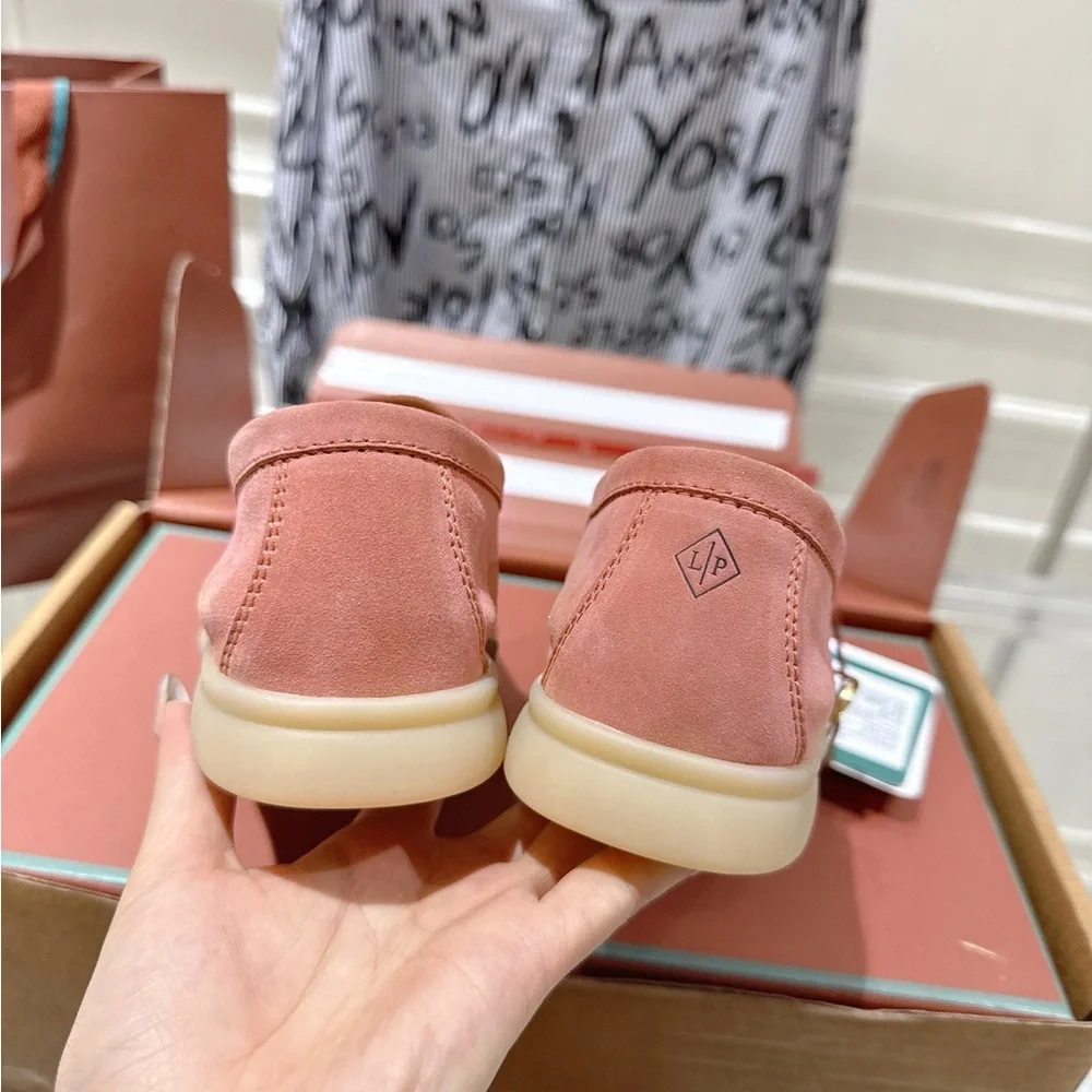 💗 Blush Pink Loro Piana Loafers | Summer Walk Suede Flats 👡 - Picture 4 of 8